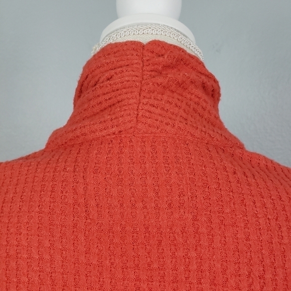 Akemi + Kin Anthropologie Woodruff Waffle Knit Wrap Sweater Top Orange - Picture 6 of 8